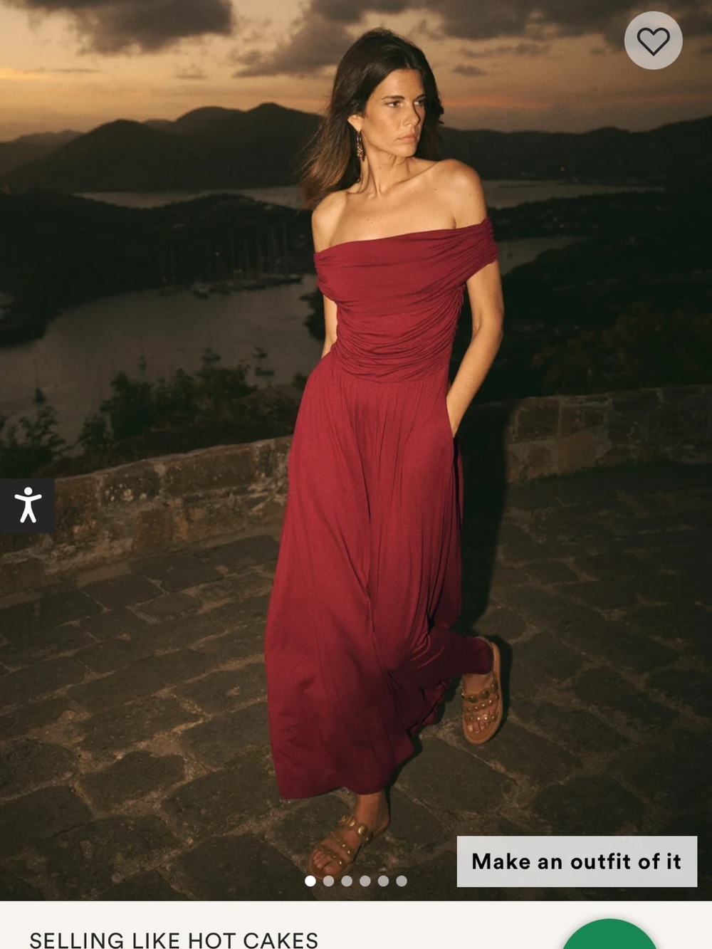 Boden Off-Shoulder Maxi Dress in Burgundy size 4